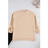 Tesettür Tarz Oversize Bisiklet Yaka Düşük Kol Uzun Bağcık Detaylı Sweatshirt