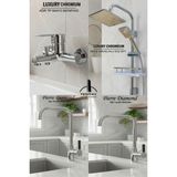 Tesitay 4 Lü Batarya Duş Takımı Geniş Şampuanlıklı Robot Duş Seti Banyo Lavabo Mutfak Muslukları Armatür - Renk - Gümüş