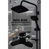 Tesitay Banyo Bataryası Siyah Renk Duş Musluk Armatür Robot Duş Seti Banyo Duş Başlığı Spiral Takımı Armatür