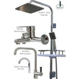 Tesitay Banyo Lavabo Bataryaları ve Geniş Sabunluklu Robot Duş Seti Pier Serisi - Krom