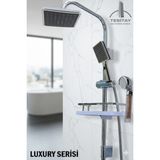 Tesitay Robot Duş Seti Lüks Banyo Duş Takımları Luxury Serisi El ve Tepe Duş Başlığı Spiral Hortum - Krom