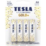 Tesla Gold AA Kalem Pil 1.5V LR6/MN1500 Alkalin Pil +4'lü Pk.– Yüksek Performans, Uzun Ömürlü