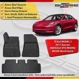 Tesla Model 3 Paspas Araca Özel 2017 Sonrası Derin Havuzlu Paspas Bosse North Serisi - Siyah