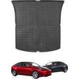 Tesla Model Y Arka Bagaj Havuzlu Kauçuk Paspası - Üst Kısım - Pirinç Desenli - Siyah
