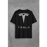 Tesla Motors Nikola Tesla Logo Elon Musk Sırt Ön Baskılı Oversize Tişört Unisex T-Shirt