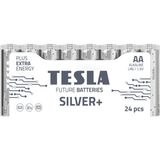 Tesla Silver AA Alkalin Kalem Pil 1,5V LR6 MN1500-24'lü Paket Uzun Ömürlü