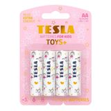 Tesla TOYS+Serisi, Oyuncaklara Özel Üretilen Alkalin Pil (Maximum Power) Geleceğin Pillleri (PEMBE GIRL, AA4) Kalem Pil