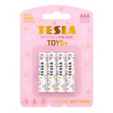 Tesla TOYS+Serisi, Oyuncaklara Özel Üretilen Alkalin Pil (Maximum Power) Geleceğin Pillleri (PEMBE GIRL, AAA4) İnce Kalem