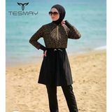Tesmay 3052 Siyah Spor Lycra Tam Boy Tasarım Tesettür Mayo