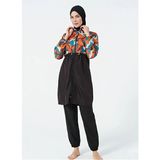 Tesmay Hızlı Kuruyan Paraşüt Kumaş Kadın Tesettür Mayo 22200 - Siyah - Turuncu - 3XL
