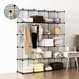 Tespo metal tel küpleri, modüler raflar Diffusorkugel, DIY Closet Organisation System, kitaplık, dolap,, metal, Siyah, 20 Cubes