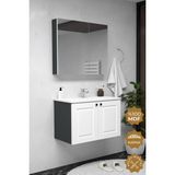 Teta Home Aldera 80 cm Mdf Gövde Membran Kapak Antrasit-Beyaz Banyo Dolabı Seti