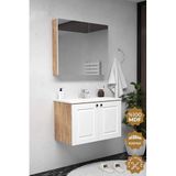 Teta Home Aldera 80 cm Mdf Gövde Membran Kapak Atlantik Çam-Beyaz Banyo Dolabı Seti