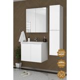 Teta Home Astana 80 Cm Mdf Gövde Membran Kapak Banyo Dolabı Seti + Boy Dolabı Beyaz