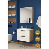 Teta Home Floransa 65 Cm Mdf Gövde Membran Kapak Banyo Dolabı Seti Atlantik Çam- Beyaz
