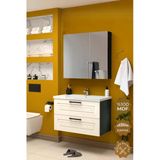 Teta Home Floransa 80 Cm Mdf Gövde Membran Kapak Banyo Dolabı Seti Antrasit-Beyaz