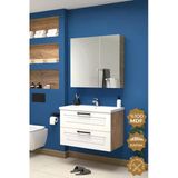 Teta Home Floransa 80 Cm Mdf Gövde Membran Kapak Banyo Dolabı Seti Atlantik Çam- Beyaz