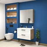 Teta Home Floransa 80 Cm Mdf Gövde Membran Kapak Banyo Dolabı Seti Meşe