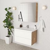 Teta Home Granada 65 cm Mdf Gövde Membran Kapak Meşe Banyo Dolabı Seti