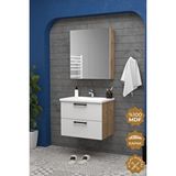 Teta Home Havana 65 cm Mdf Gövde Membran Kapak Meşe Banyo Dolabı Seti
