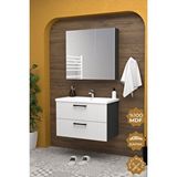 Teta Home Havana 80 cm Mdf Gövde Membran Kapak Antrasit Banyo Dolabı Seti
