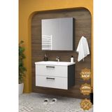 Teta Home Havana 80 cm Mdf Gövde Membran Kapak Antrasit-Beyaz Banyo Dolabı Seti