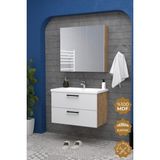 Teta Home Havana 80 Cm Mdf Gövde Membran Kapak Banyo Dolabı Seti Atlantik Çam-Beyaz