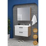 Teta Home Havana 80 cm Mdf Gövde Membran Meşe Kapak Banyo Dolabı Seti
