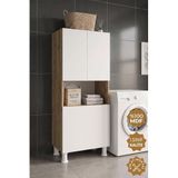 Teta Home Kirli Çamaşır Sepetli Banyo Kiler Çok Amaçlı Dolap Atlantik Çam-Beyaz