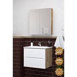 Teta Home Kopenhag 65 cm Mdf Gövde Membran Kapak Meşe Banyo Dolabı Seti