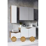 Teta Home Manila 100 Cm Mdf Banyo Seti + Boy Dolap Kafkas Meşe-Beyaz