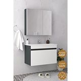 Teta Home Mersin 80 cm Mdf Antrasit Banyo Dolabı Seti