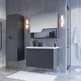 Teta Home Napoli 80 cm MDF Antrasit Banyo Dolabı Seti + Boy Dolabı