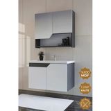 Teta Home Napoli 80 cm Mdf Banyo Dolabı Seti - Antrasit - Beyaz