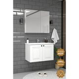 Teta Home Pekin 80 Cm Mdf Gövde Membran Kapak Banyo Dolabı Seti Beyaz