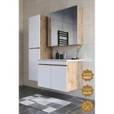Teta Home Tokyo 65 cm Atlantik Çam - Beyaz Mdf Banyo Dolabı Seti + Boy Dolabı
