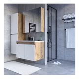 Teta Home Tokyo 80 cm Atlantik Çam - Beyaz Mdf Banyo Dolabı Seti +Boy Dolabı