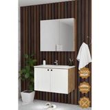 Teta Home Torino 65 Cm Mdf Gövde Membran Kapak Banyo Dolabı Seti Atlantik Çam- Beyaz