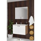 Teta Home Torino 80 Cm Mdf Gövde Membran Kapak Banyo Dolabı Seti Atlantik Çam- Beyaz