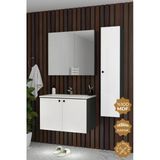 Teta Home Torino 80 Cm Mdf Gövde Membran Kapak Banyo Dolabı Seti + Boy Dolabı Antrasit-Beyaz