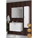 Teta Home Torino 80 Cm Mdf Gövde Membran Kapak Banyo Dolabı Seti + Boy Dolabı Beyaz
