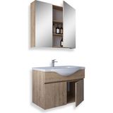 Teta Kahire 80 cm Safir Meşe Mdf Banyo Dolabı Seti