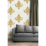 Tetik Bien Exclusive Hasır Desenli Duvar Kağıdı 2708, Gold Beyaz, 100 X 110