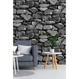 Tetik Bien Exclusive Taş Desenli Duvar Kağıdı 5329, Koyu Gri, 100 X 110