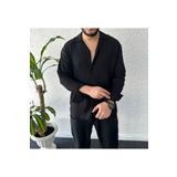 tetramoda Aerobin Bol Kalıp Uzun Kollu Dokulu Oversize Erkek Gömlek