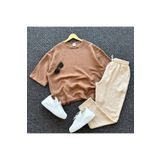 tetramoda Bisiklet Yaka Yarım Kol Oversize Kısa Kol T-shirt Pantolon Takım