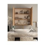TETTO ELAGANTE 2 Kapaklı (ATLANTİK ÇAM ) 60X60 Aynalı Banyo Dolabı Çok Amaçlı Banyo Dolabı