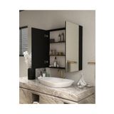 TETTO ELAGANTE 2 Kapaklı (SİYAH) 60X60 Aynalı Banyo Dolabı Çok Amaçlı Banyo Dolabı