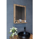 TETTO ELAGANTE Safir Banyo Aynası, DİK Dresuar,60x45 Atlantik Çam Raflı Banyo Aynası