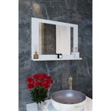 TETTO ELAGANTE ZARİF Banyo Aynası,45x60Dresuar Beyaz Raflı TETTO72